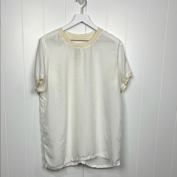 Johnny Was Tops - Johnny Was Womens Top S Ivory Knit Neckline & Cuffs Pullover Loose Chic Layer